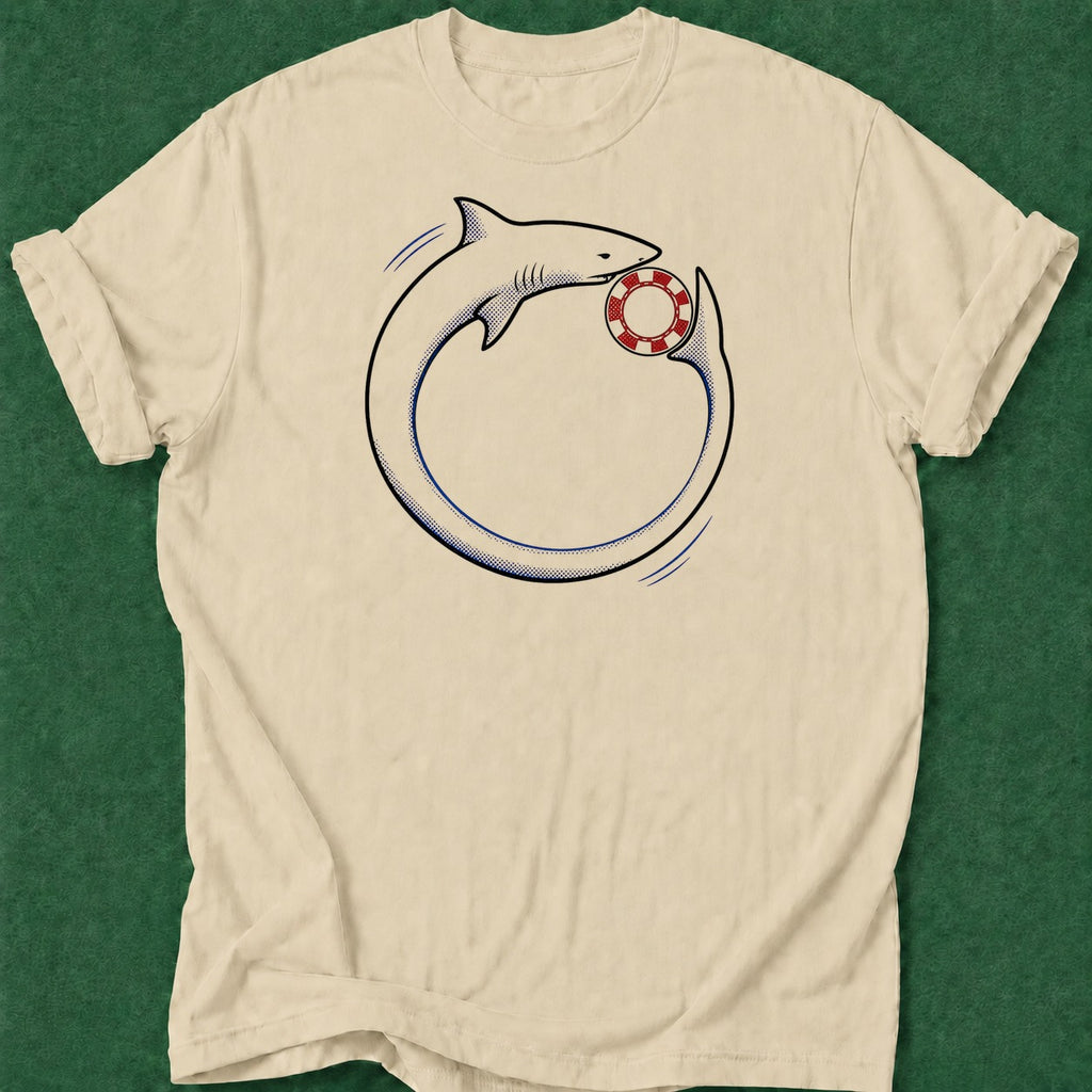 Dead Read Shark Circling T-Shirt poker t-shirt design, home game, poker humor, female poker player, table talk apparel