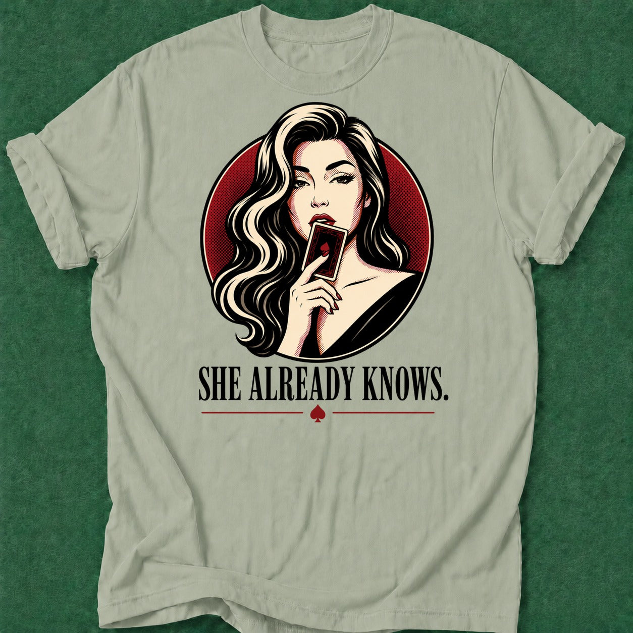 Dead Read She Already Knows T-Shirt poker t-shirt design, tournament poker, high stakes, gift for gambler, poker intuition apparel