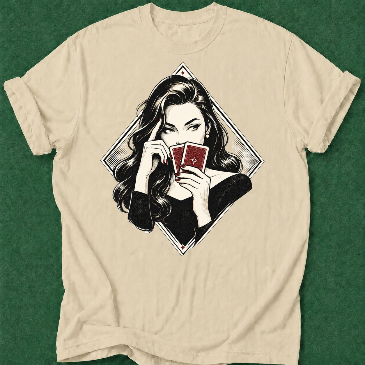 Dead Read She's Thinking T-Shirt poker t-shirt design, table talk, poker room, female poker player, dry humor tee apparel