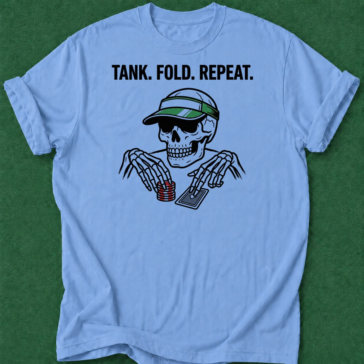 Dead Read Tank Fold Repeat T-Shirt poker t-shirt design, female poker player, table talk, poker intuition, poker night apparel