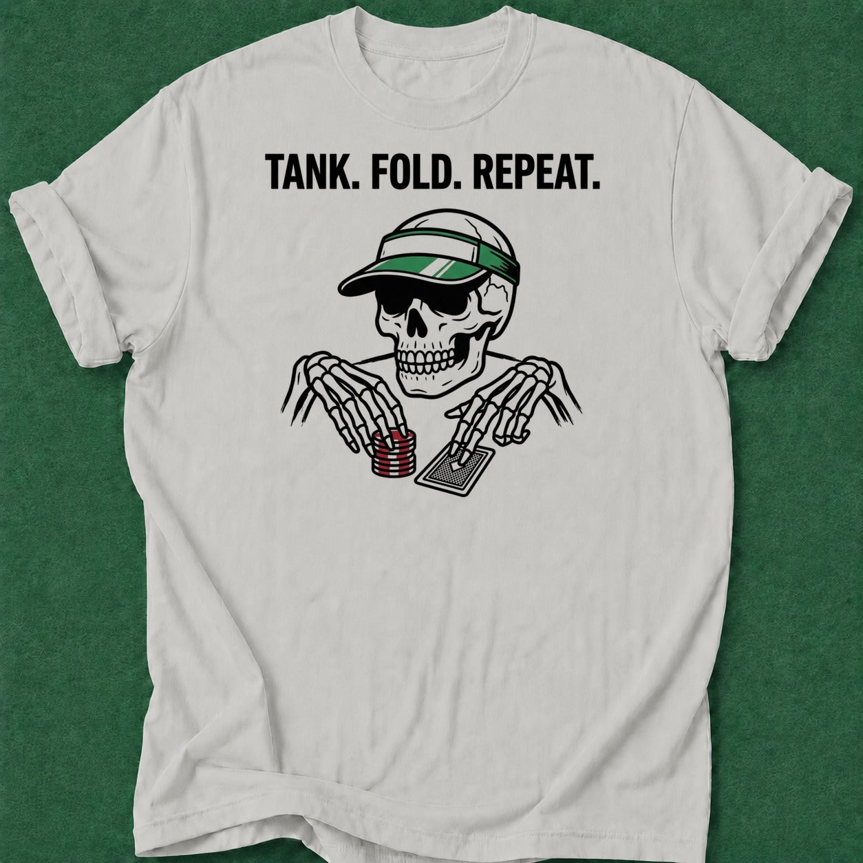 Dead Read Tank Fold Repeat T-Shirt poker t-shirt design, female poker player, table talk, poker intuition, poker night apparel