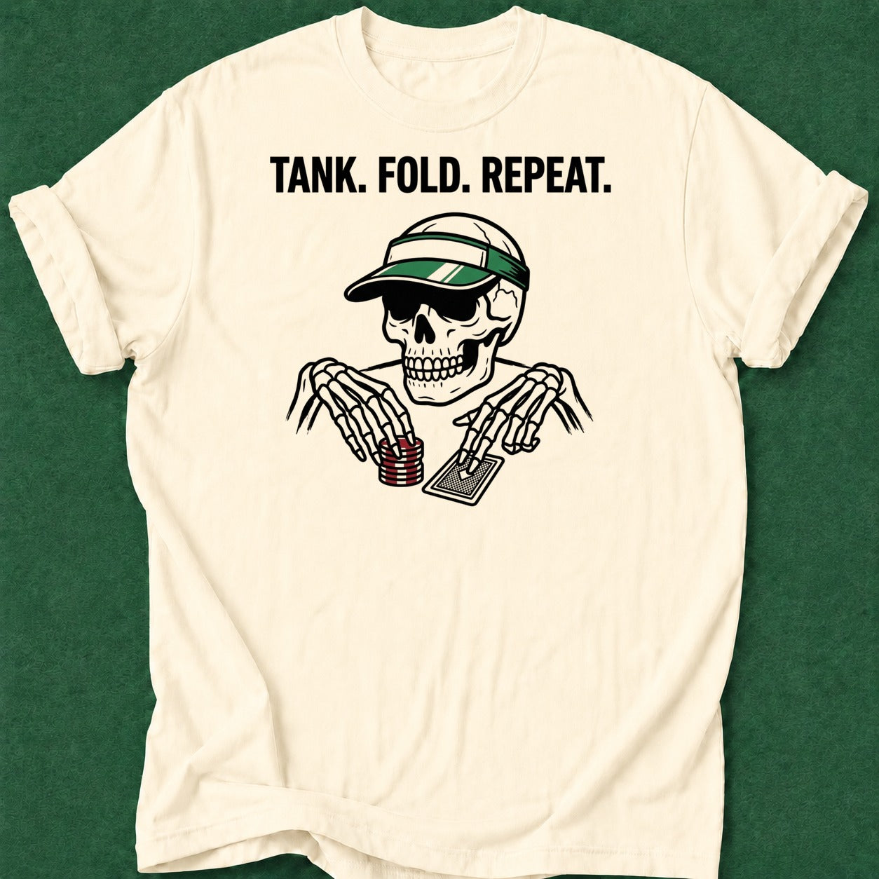 Dead Read Tank Fold Repeat T-Shirt poker t-shirt design, female poker player, table talk, poker intuition, poker night apparel