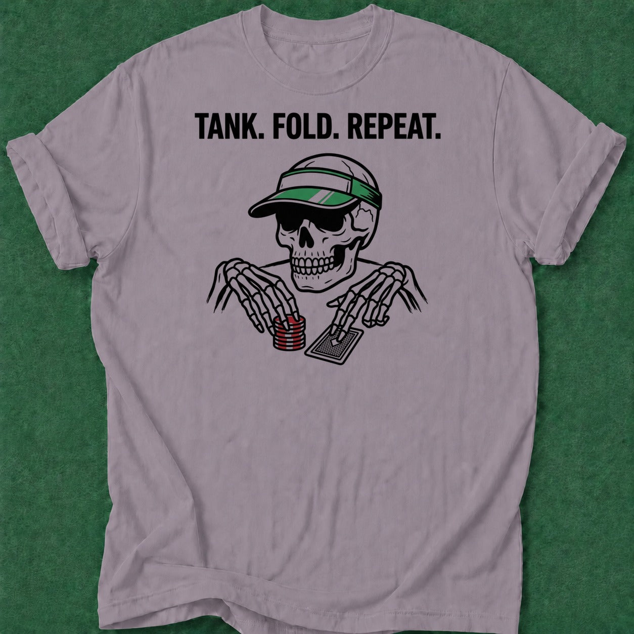 Dead Read Tank Fold Repeat T-Shirt poker t-shirt design, female poker player, table talk, poker intuition, poker night apparel
