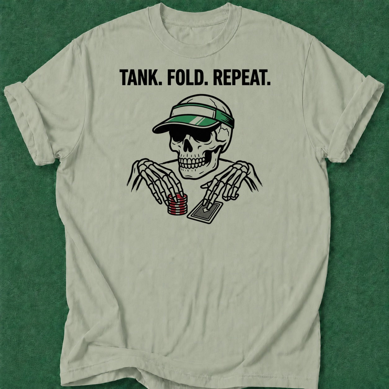 Dead Read Tank Fold Repeat T-Shirt poker t-shirt design, female poker player, table talk, poker intuition, poker night apparel