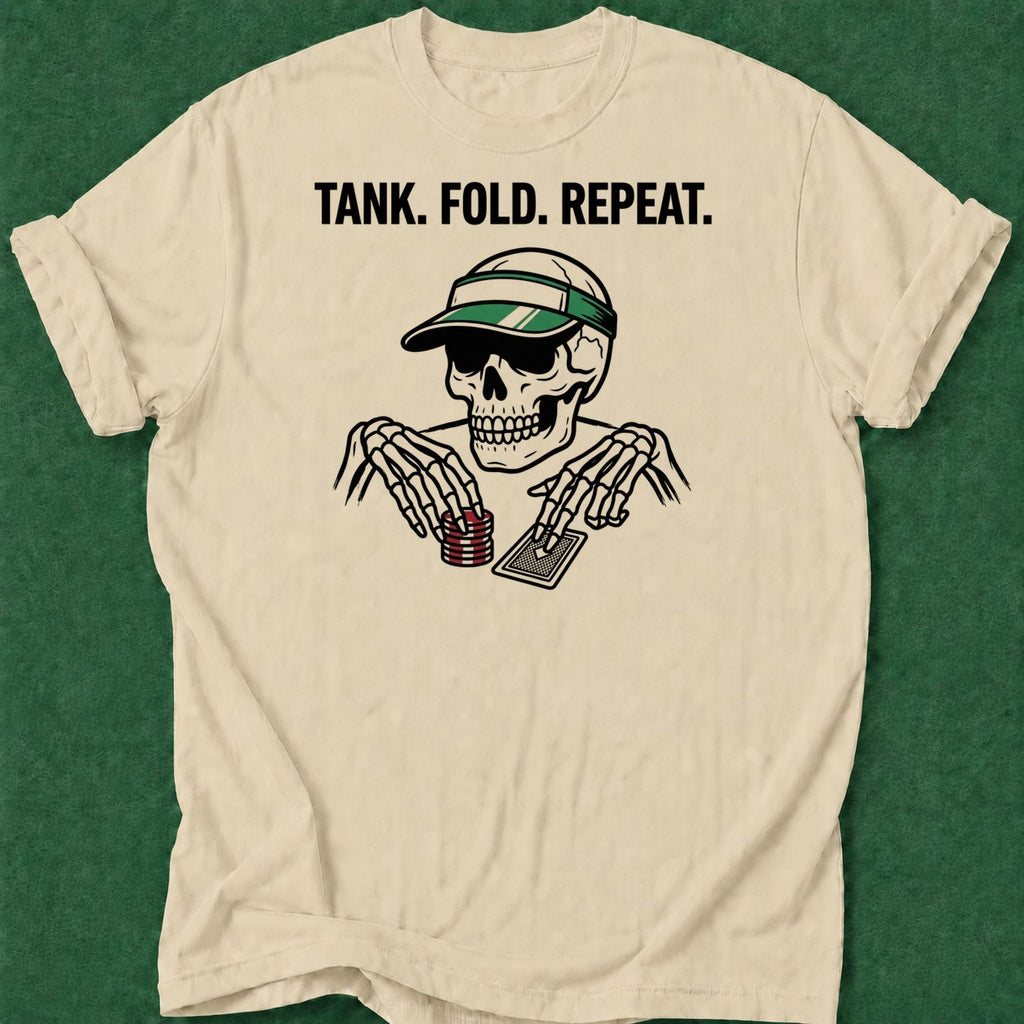 Dead Read Tank Fold Repeat T-Shirt poker t-shirt design, female poker player, table talk, poker intuition, poker night apparel