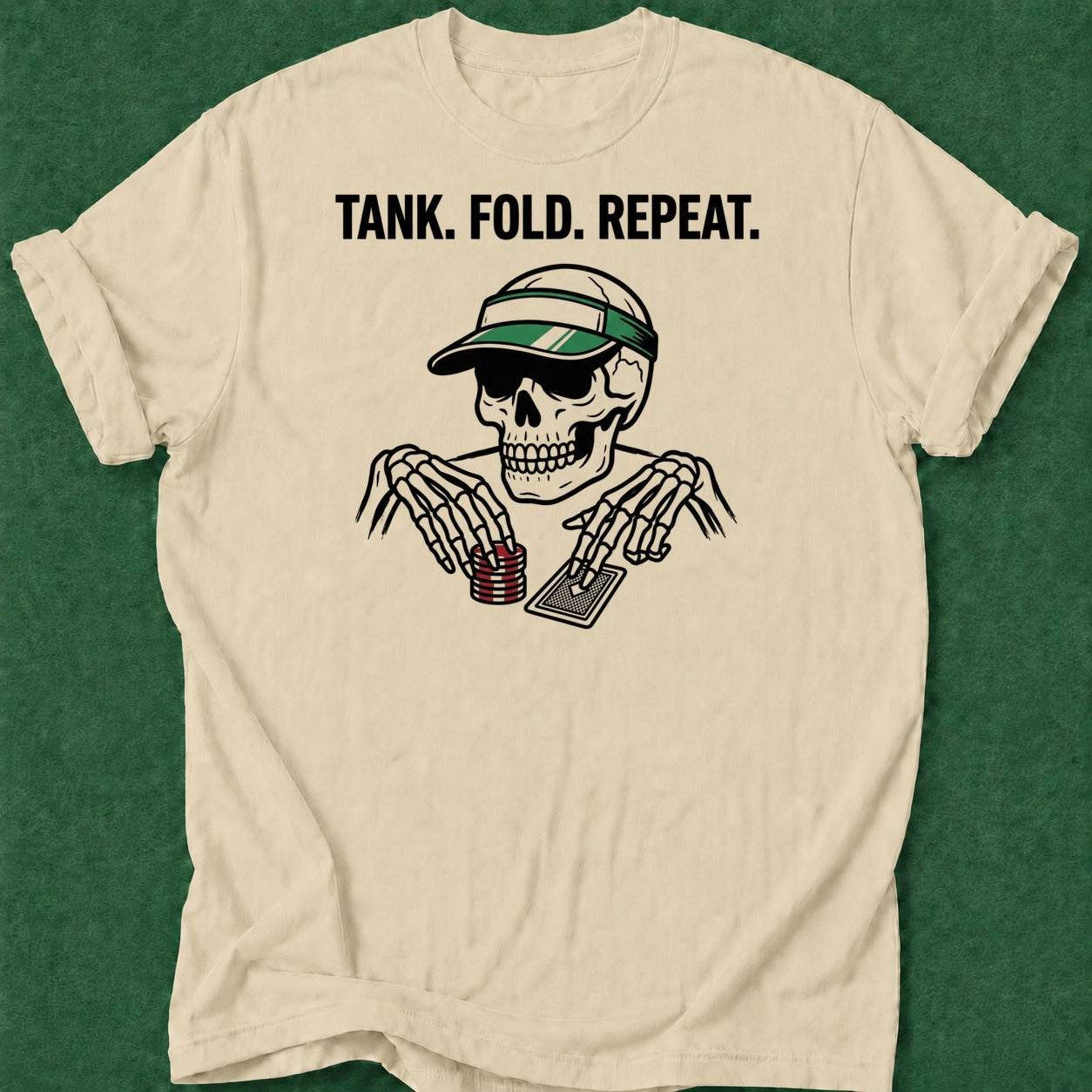 Dead Read Tank Fold Repeat T-Shirt poker t-shirt design, female poker player, table talk, poker intuition, poker night apparel