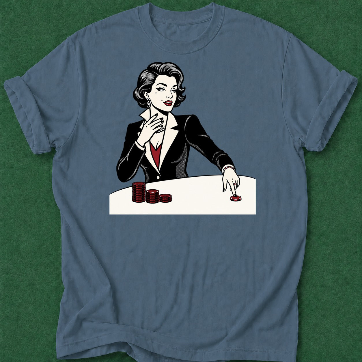 Dead Read Woman Winning T-Shirt poker t-shirt design, female poker player, poker night, card shark, poker humor apparel