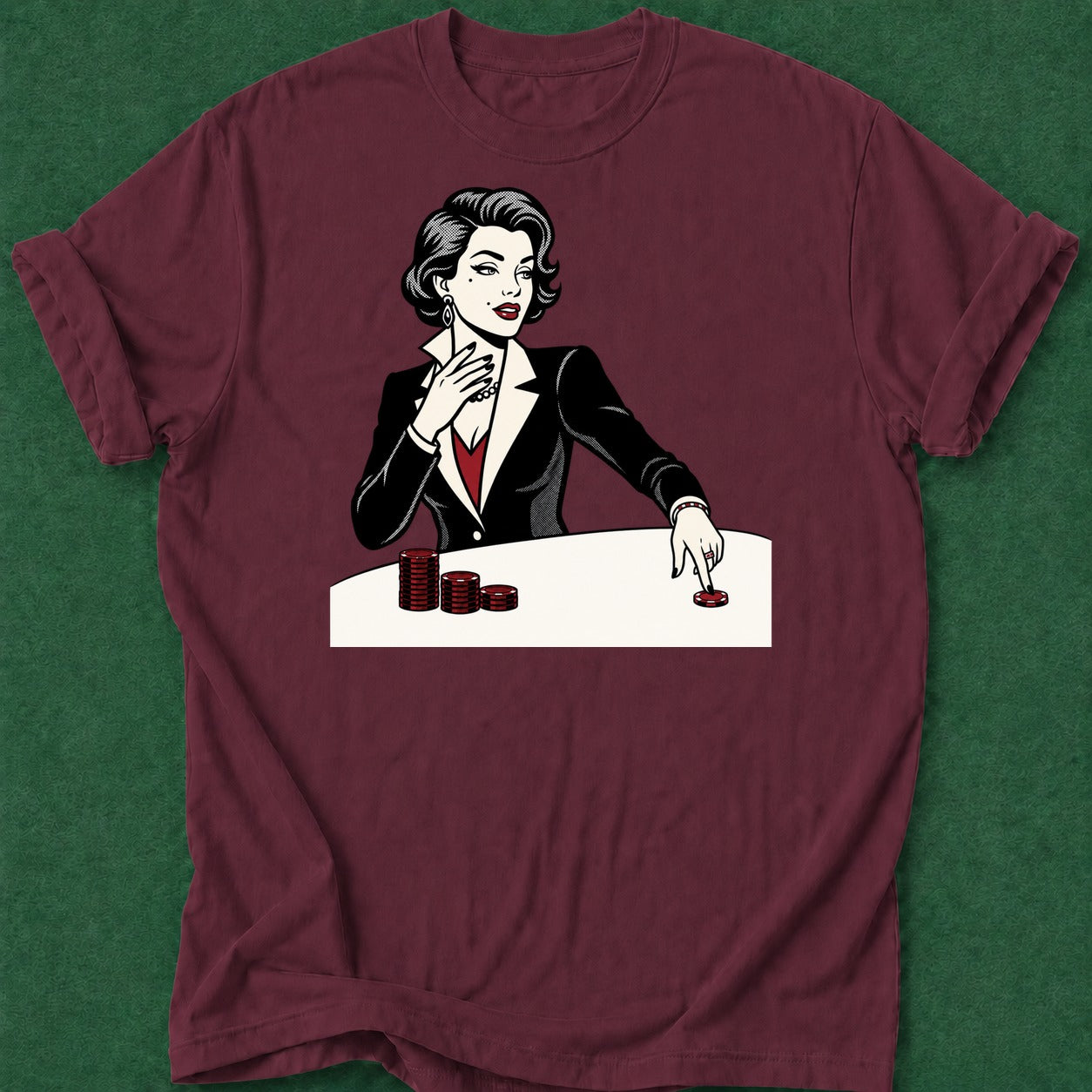 Dead Read Woman Winning T-Shirt poker t-shirt design, female poker player, poker night, card shark, poker humor apparel
