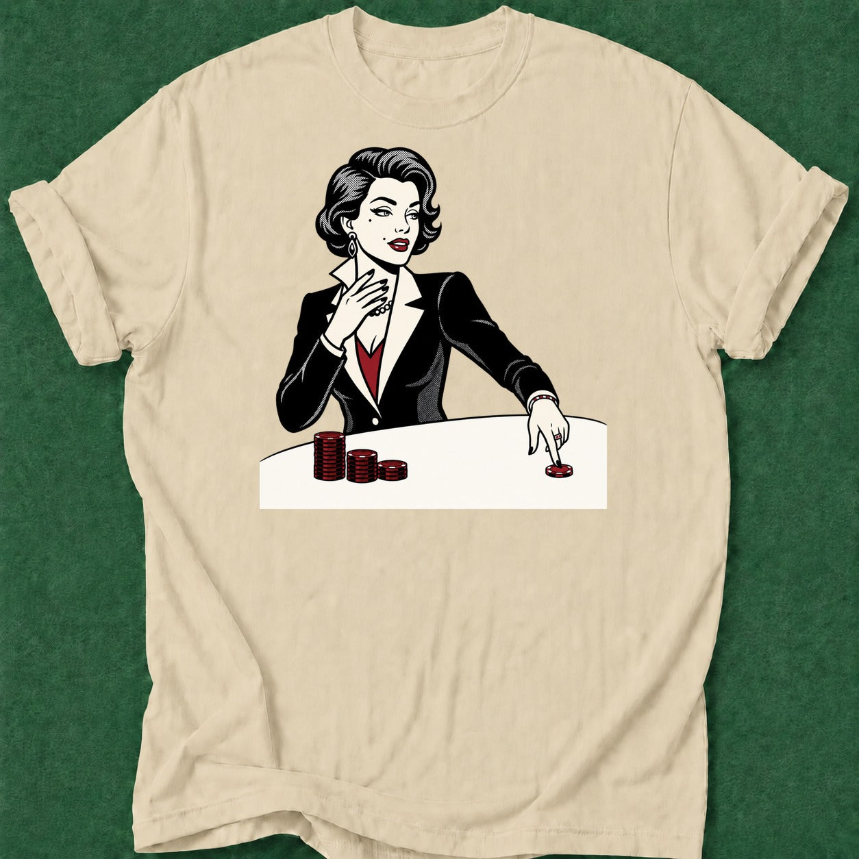 Dead Read Woman Winning T-Shirt poker t-shirt design, female poker player, poker night, card shark, poker humor apparel